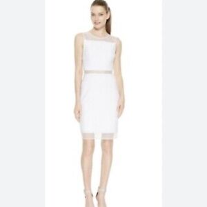 CALVIN KLEIN White Engagement Illusion Sleeveless Dress Size 10 NWOT